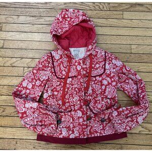 Rare Anthropologie "Corduroy Parka " Coat Jacket Size 2 Red and White